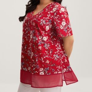 Bloomchic Garden Print Vneck Tunic